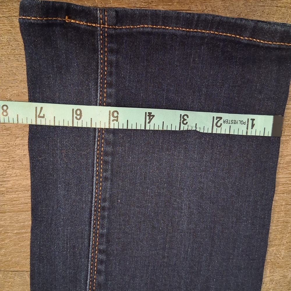 Express Dark Blue Flare Wide-Leg Jeans - Picture 9 of 9